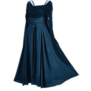 Holy Clothing Demeter Maxi Dress Teal Small Majolica Blue Renaissance Fairy Gown